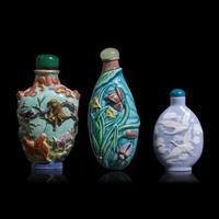Three Chinese Porcelain Snuff Bottles, Late 19th-Early 20th Century