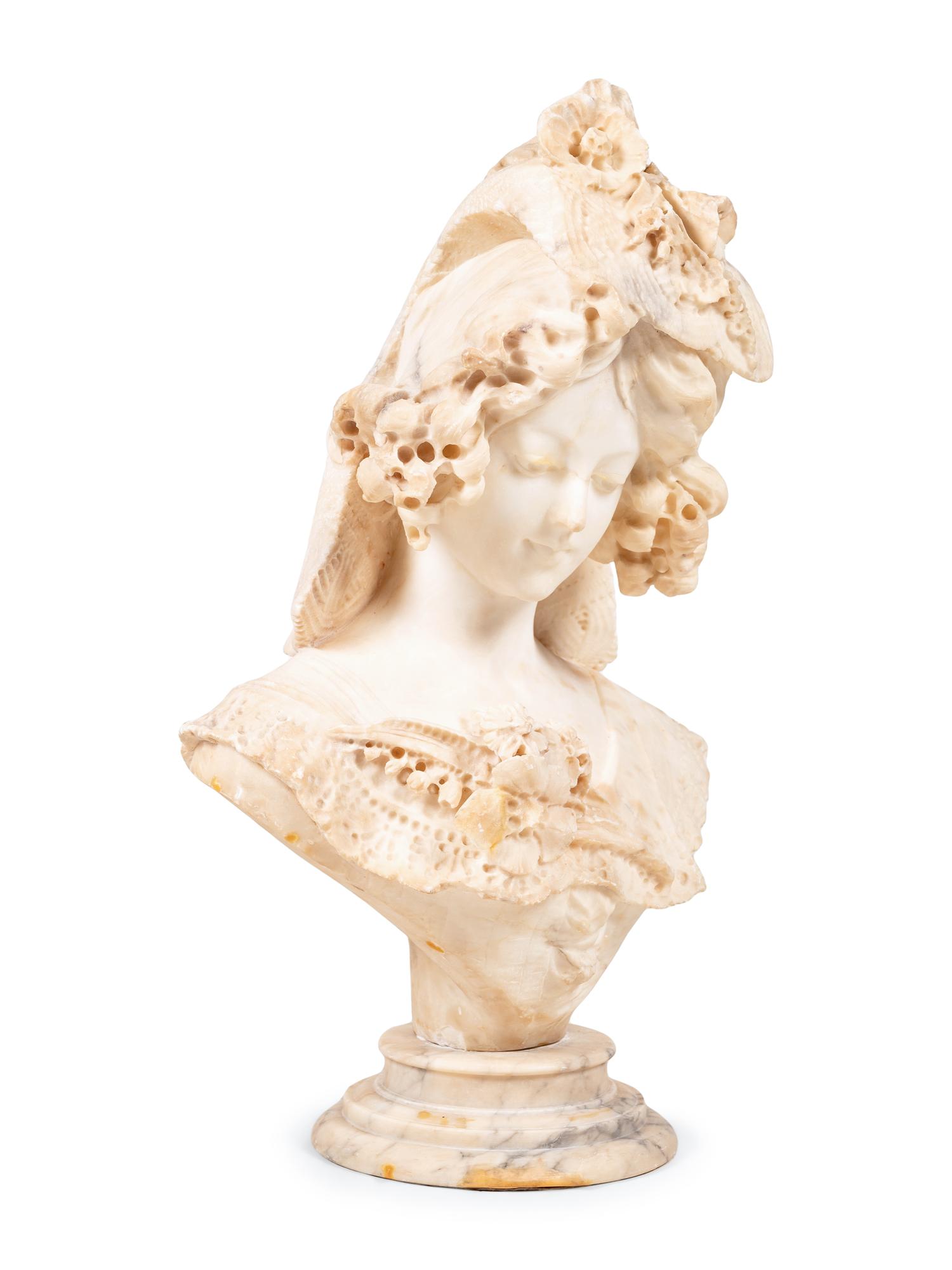 An Italian Alabaster Bust of a Lady