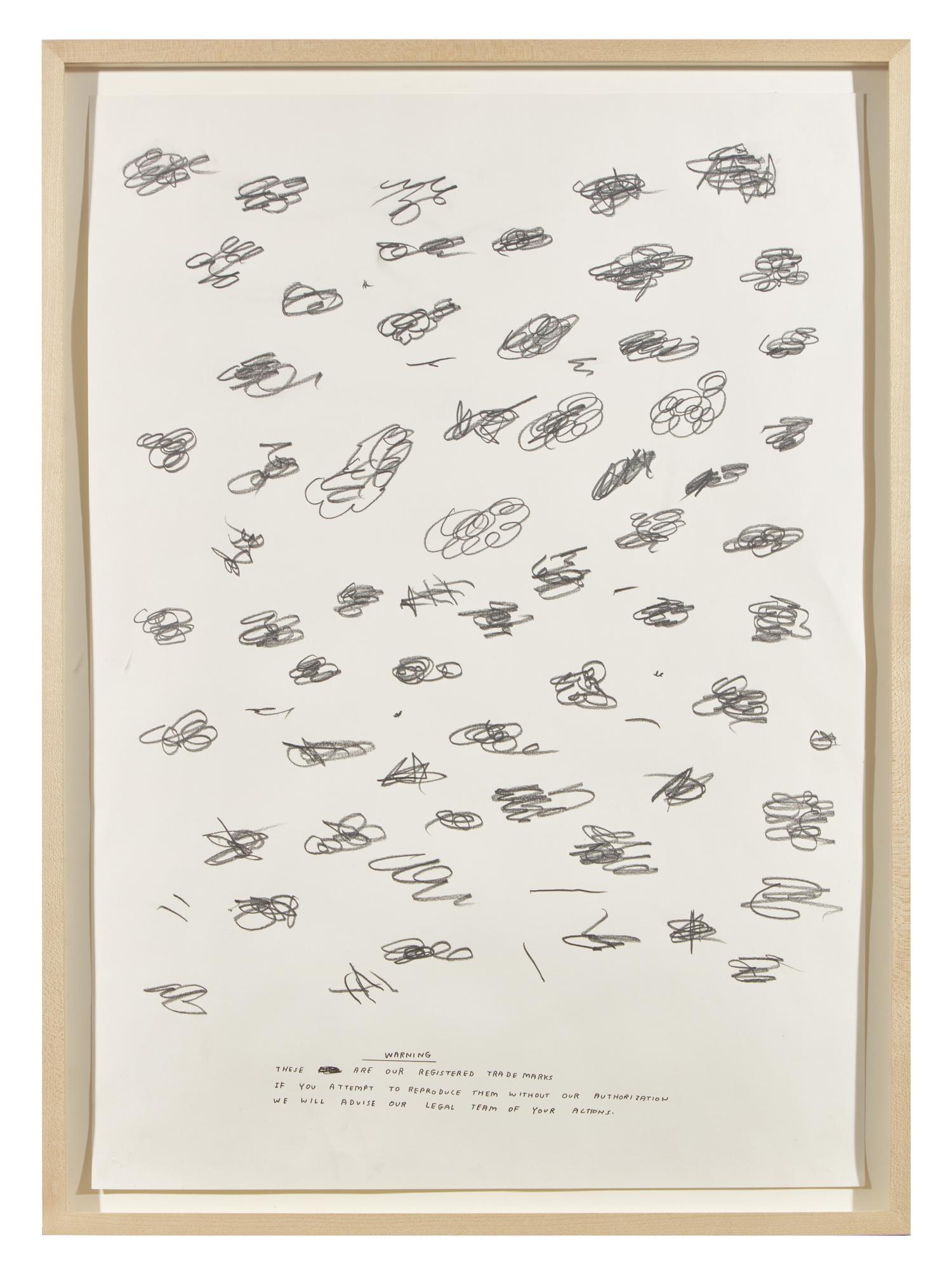 Untitled (Bam!) , 1997, Untitled (Draughtsman takes a shower) , 1997, Untitled (Dear Your Majesty) , 1997-99, Untitled (Trademarks) , 1999, Untitled (Crossword) , 1998 and Untitled , 2003 (a group of 6 works)
