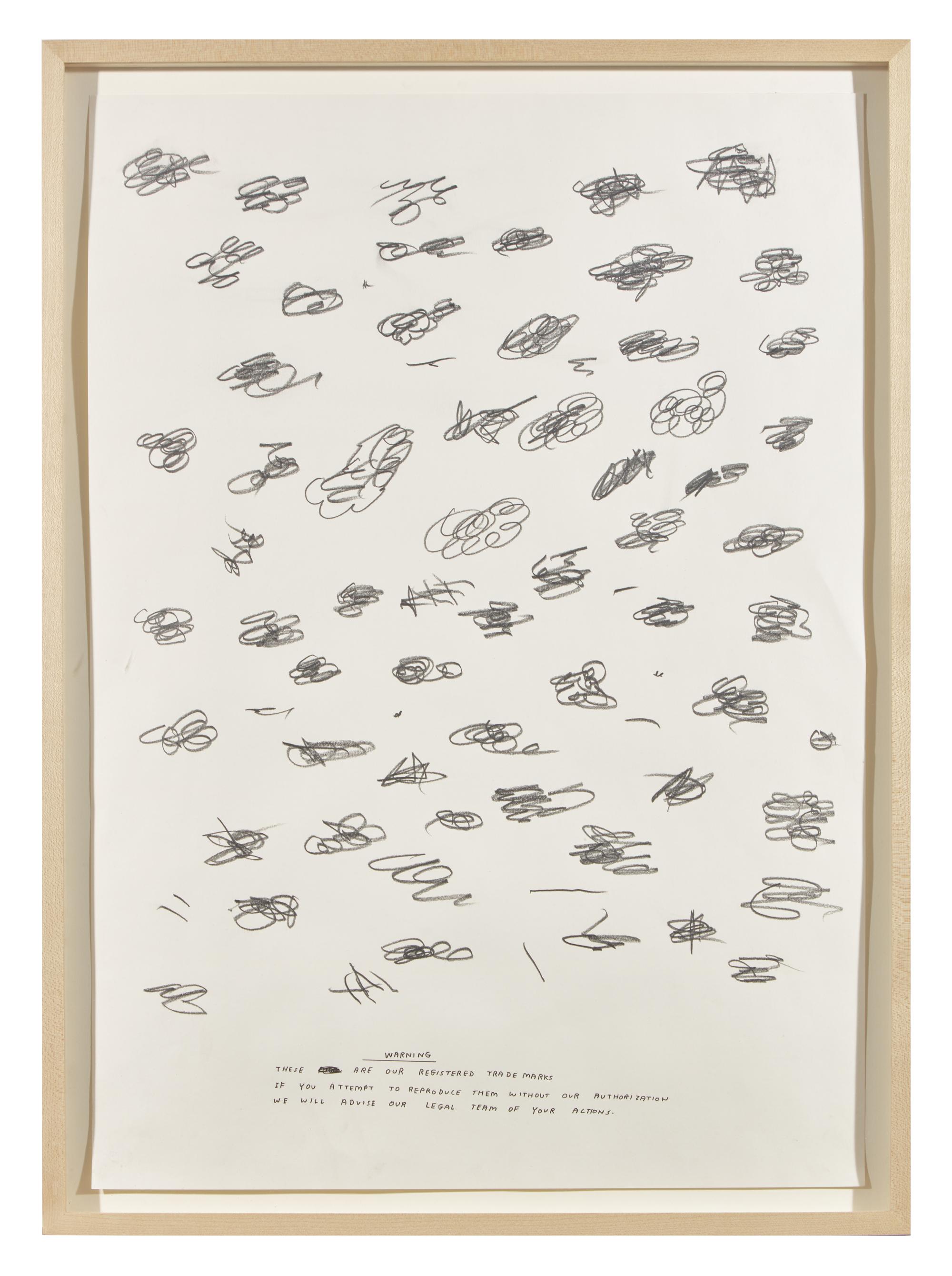 Untitled (Bam!) , 1997, Untitled (Draughtsman takes a shower) , 1997, Untitled (Dear Your Majesty) , 1997-99, Untitled (Trademarks) , 1999, Untitled (Crossword) , 1998 and Untitled , 2003 (a group of 6 works)