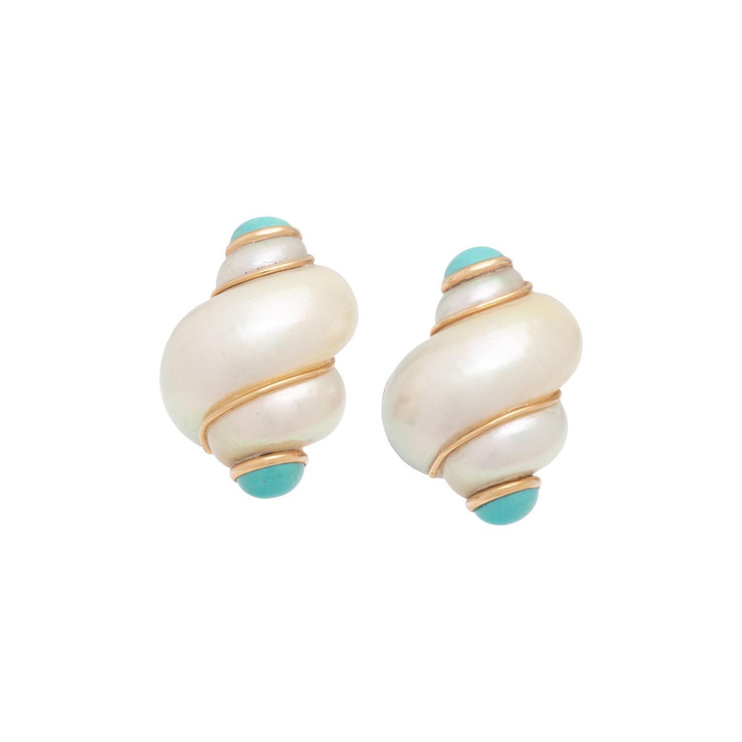 MAZ, TURQUOISE AND SHELL EARRINGS