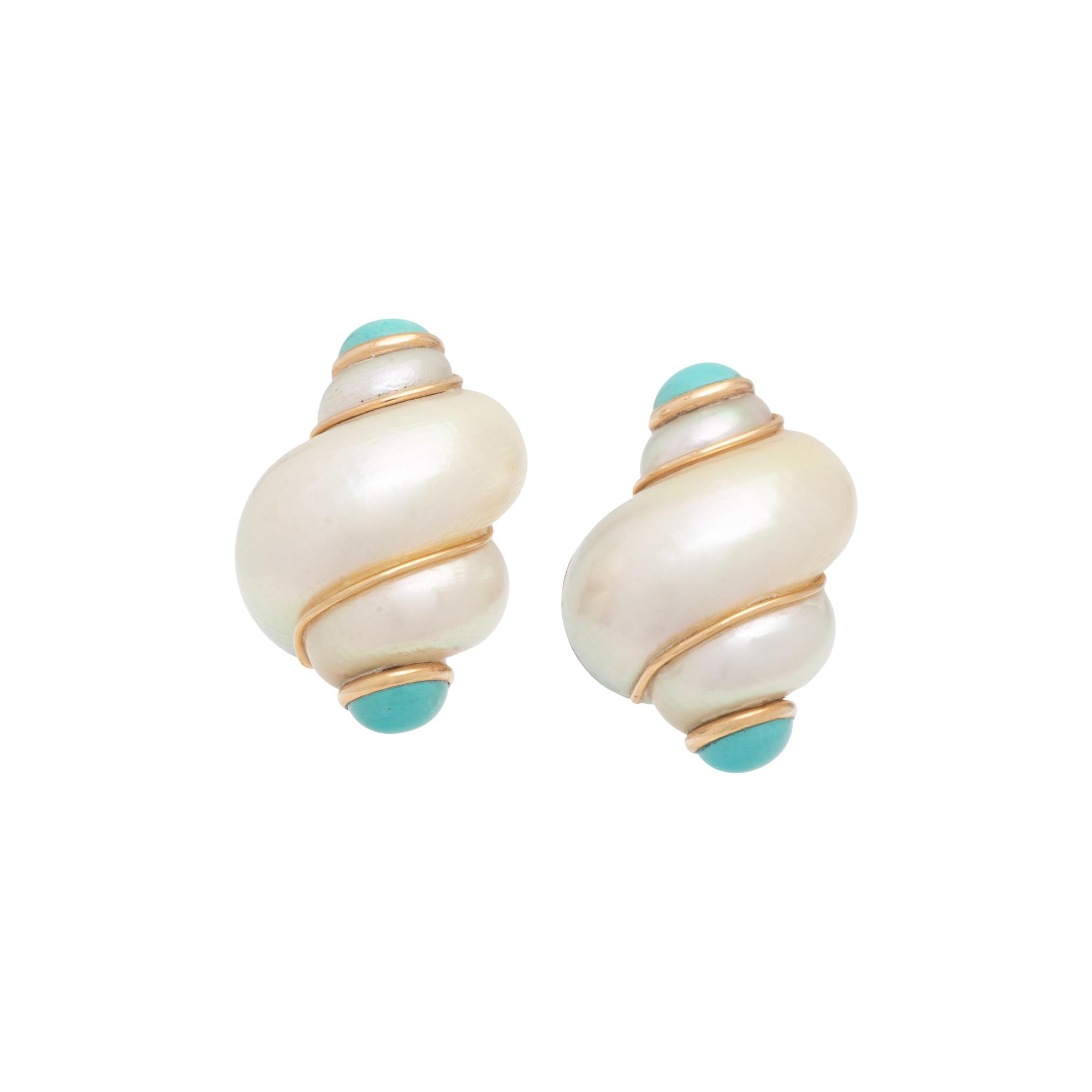 MAZ, TURQUOISE AND SHELL EARRINGS