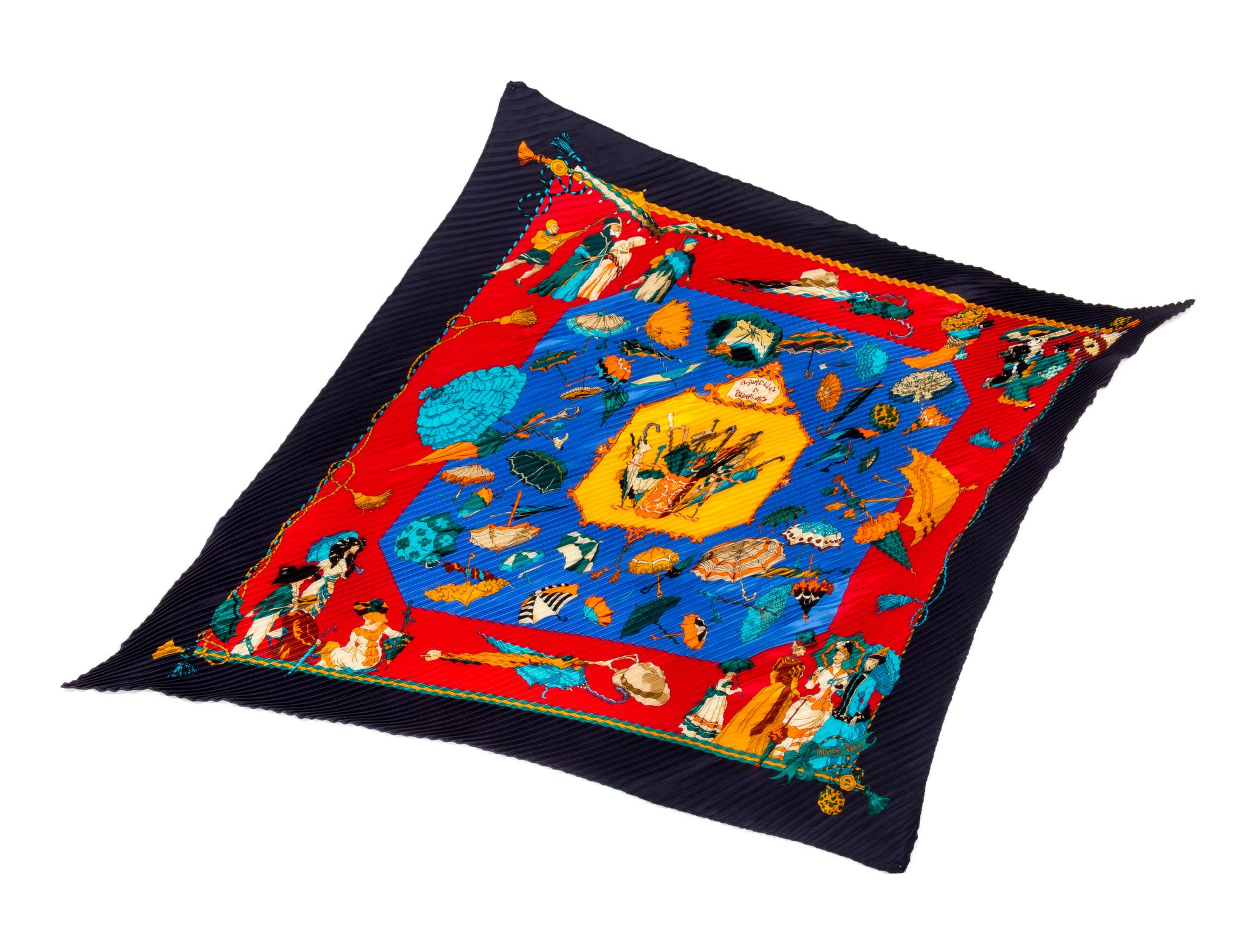 An Hermès Plissé Silk Scarf, 36" x 36".
