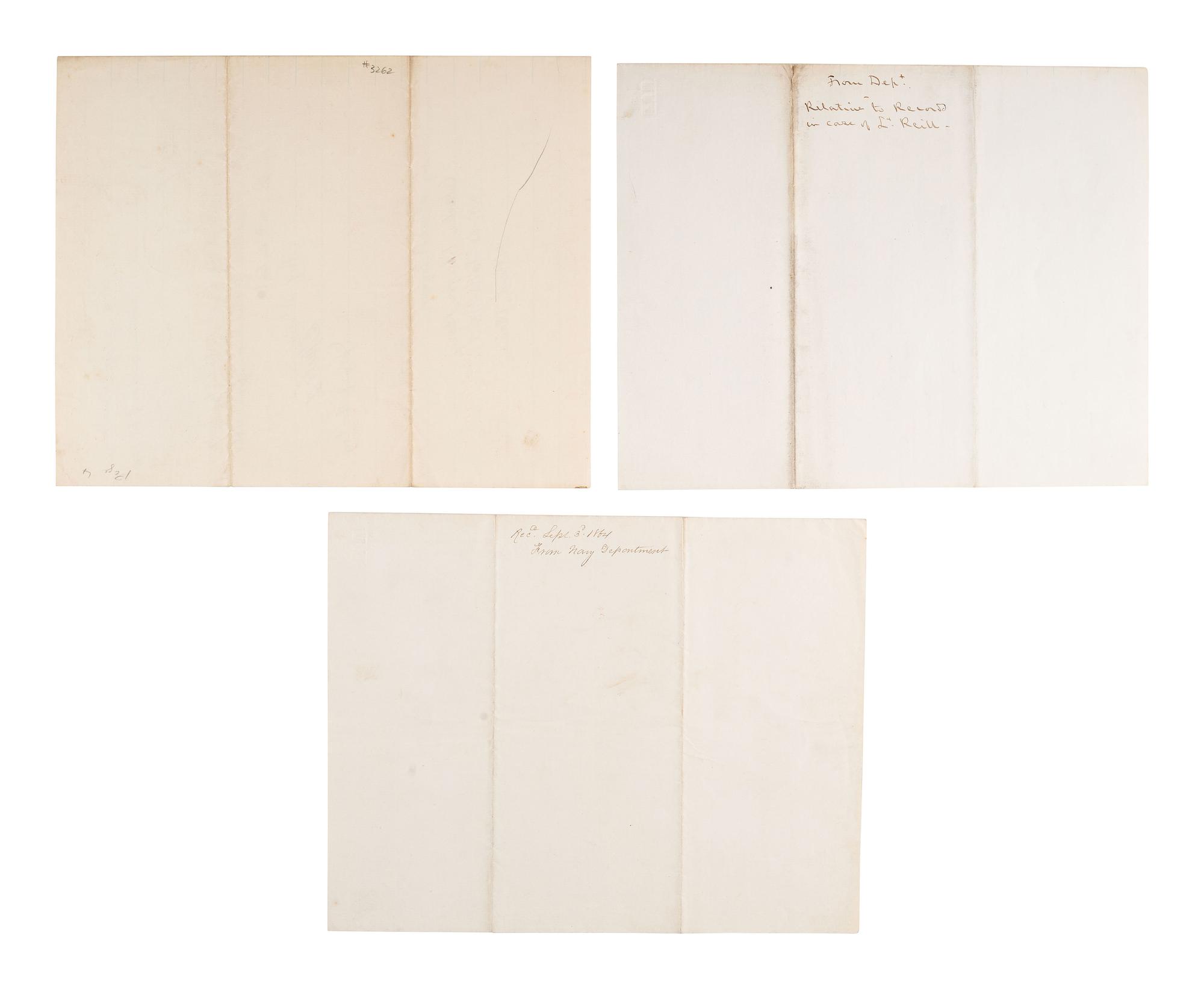 [CIVIL WAR - NAVY] -- WELLES, Gideon (1802-1878). Group of 3 letters signed by Welles, comprising: