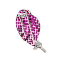 FRED, PARIS, RUBY AND DIAMOND LEAF BROOCH