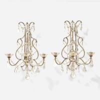 A pair of George III style glass and mirrored metalwork sconces 20th century