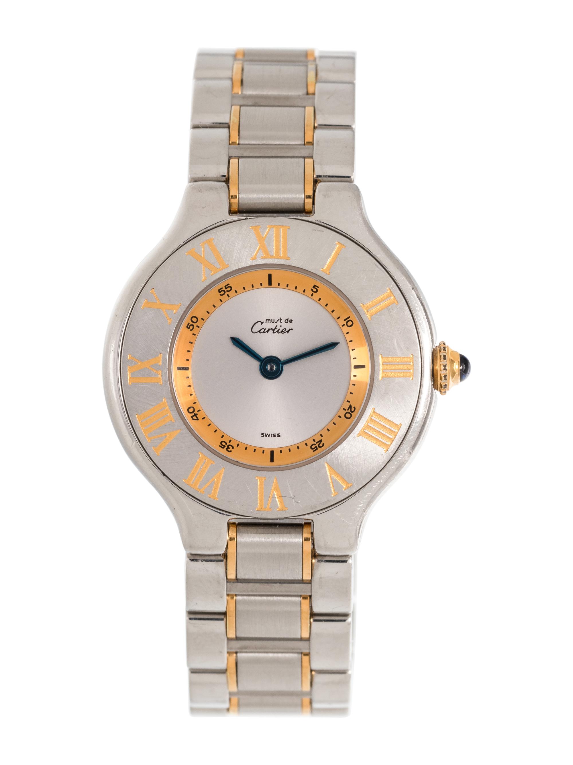 CARTIER, REF. 1340 STAINLESS STEEL AND YELLOW GOLD 'MUST DE CARTIER 21' WRISTWATCH