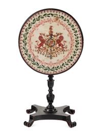 A William IV Ebonized and Polychrome Decorated Tea Table
