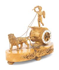 An Empire Gilt Bronze Figural Mantel Clock