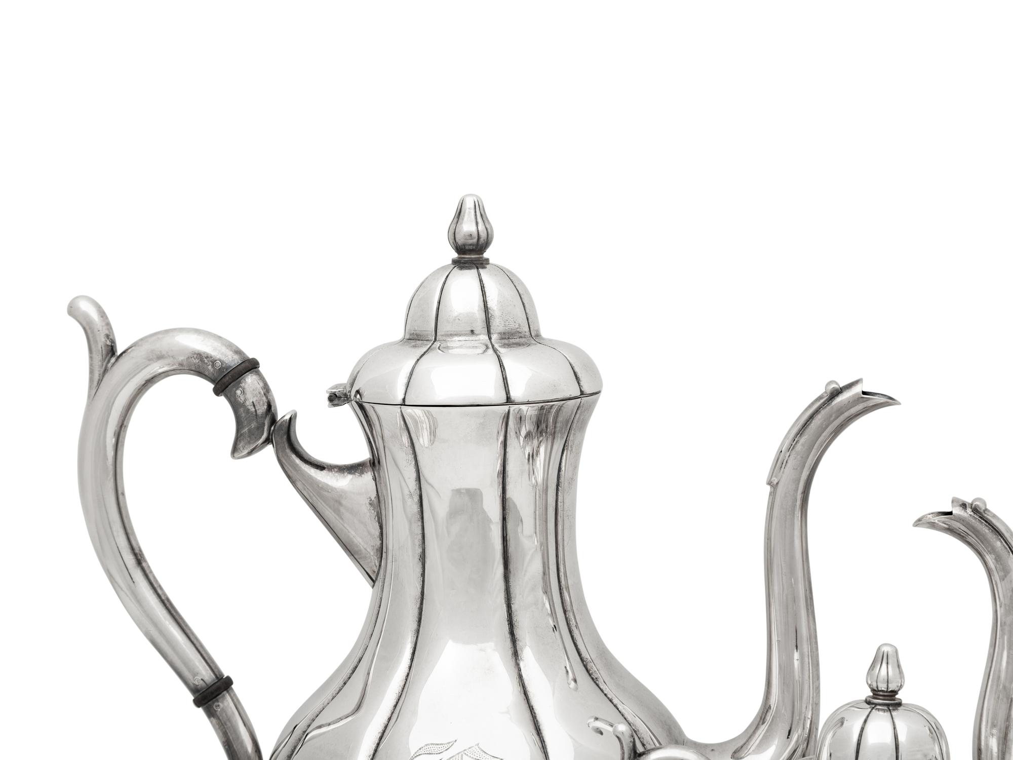 A Japanese Silver Five-Piece Tea and Coffee Service