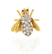 An 18 Karat Yellow Gold, White Gold, Diamond and Ruby Bee Brooch, Herbert Rosenthal, 2.70 dwts.