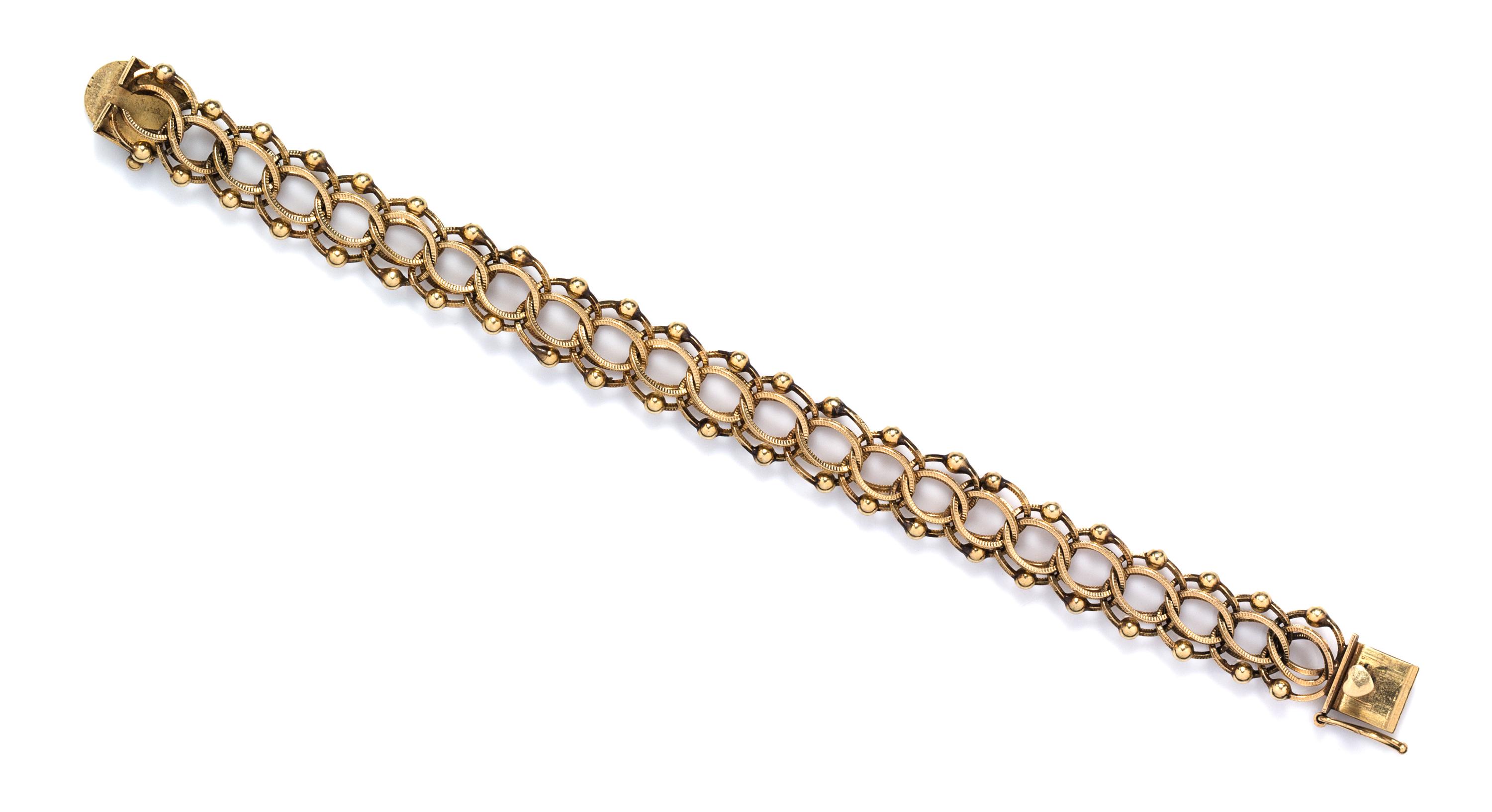 A 14 Karat Yellow Gold Fancy Link Bracelet, 16.30 dwts.