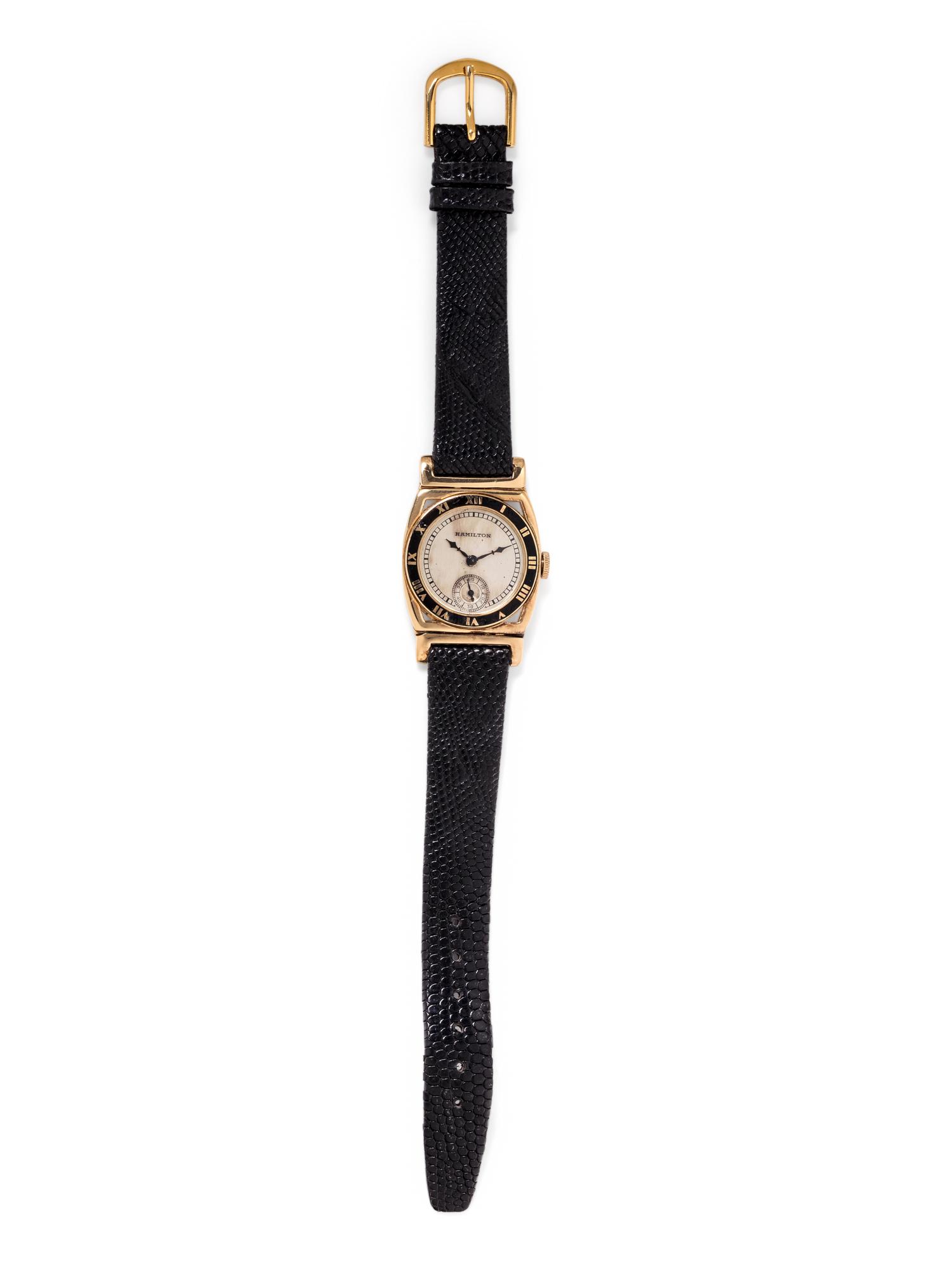 HAMILTON, 14K YELLOW GOLD 'PIPING ROCK' WRISTWATCH