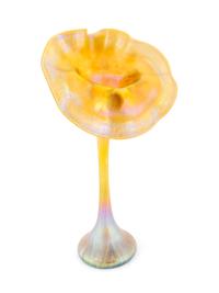 An Unsigned Iridescent Glass Jack in the Pulpit Vase