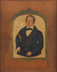 Anglo-American School 19th Century, Two Portrait Miniatures: A Young Lady with Book and a Seated Man
