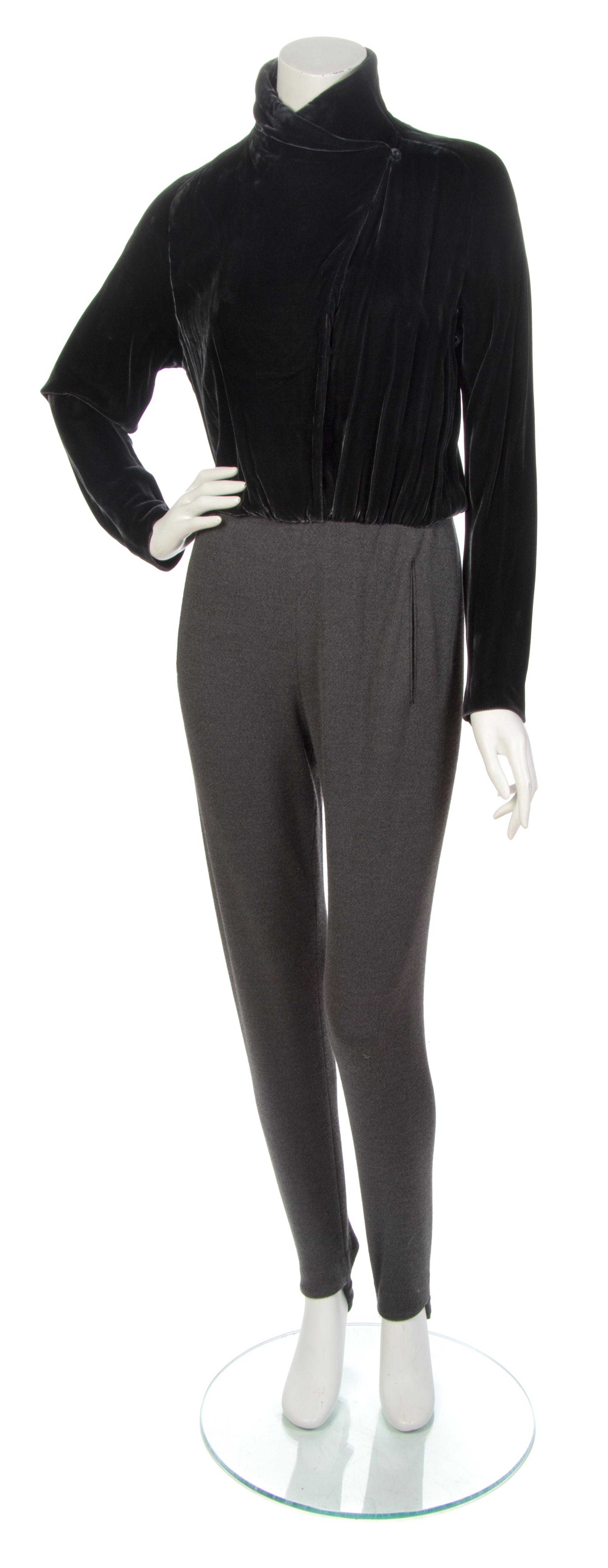A Donna Karan Graphite Velvet Jumpsuit,