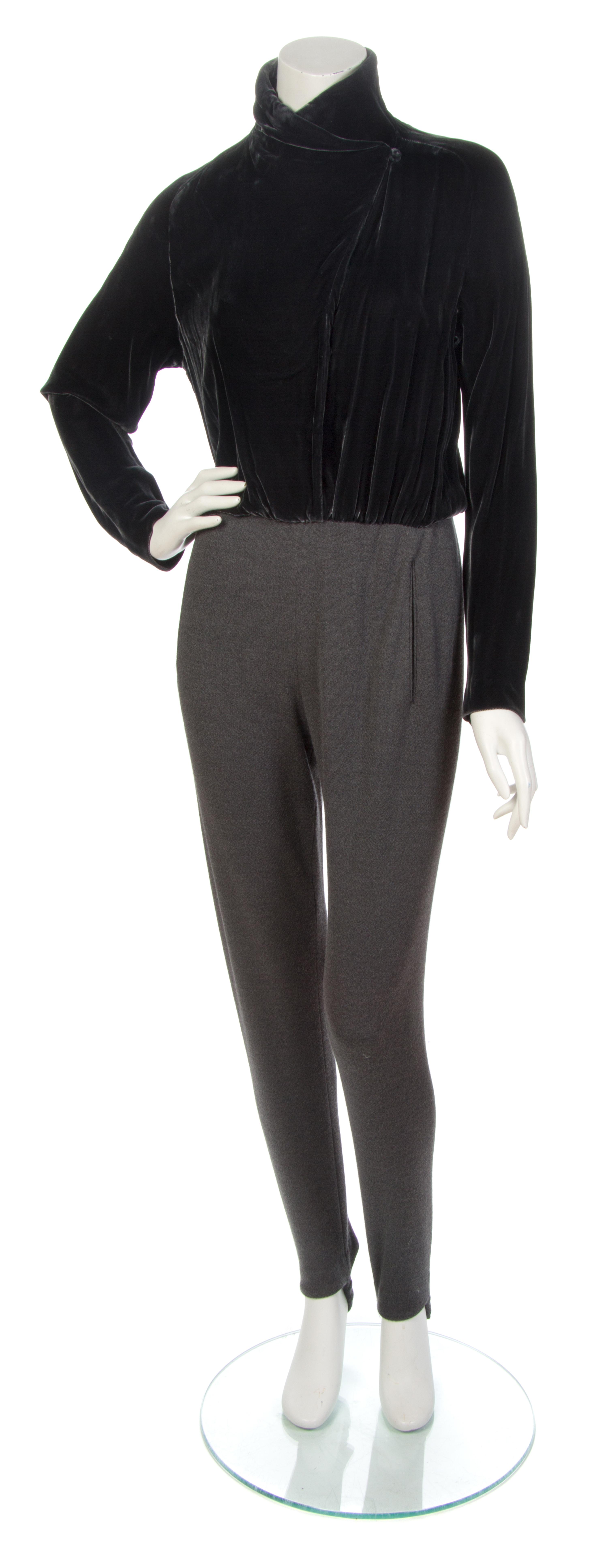 A Donna Karan Graphite Velvet Jumpsuit,