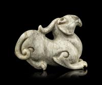 A Chinese Chicken Bone Jade Mythical Beast