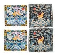 Two Pairs of Chinese Embroidered Silk Rank Badges, Buzi