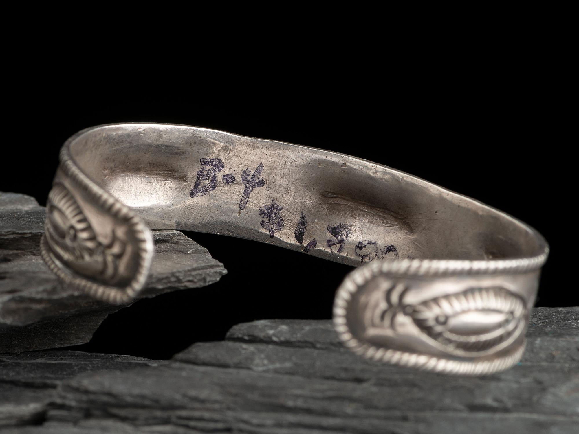Early Slender Navajo Stamped and Chiseled Ingot Cuff Bracelet