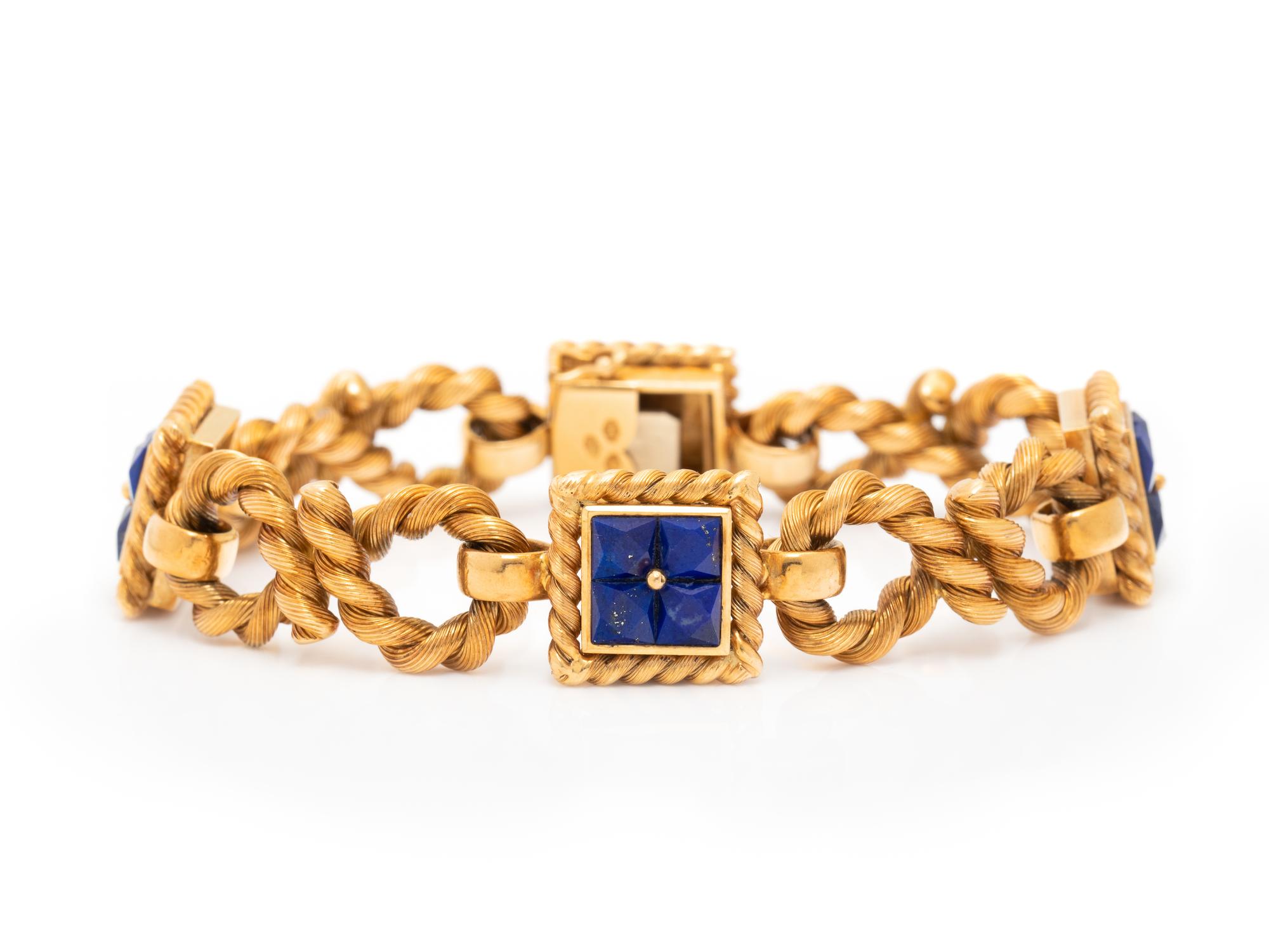 YELLOW GOLD AND LAPIS LAZULI BRACELET