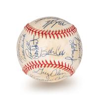 A 1992 Atlanta Braves National League Champion Team Signed Autograph Baseball With 29 Signatures (Beckett Authentication Services Letter BAS Certified),