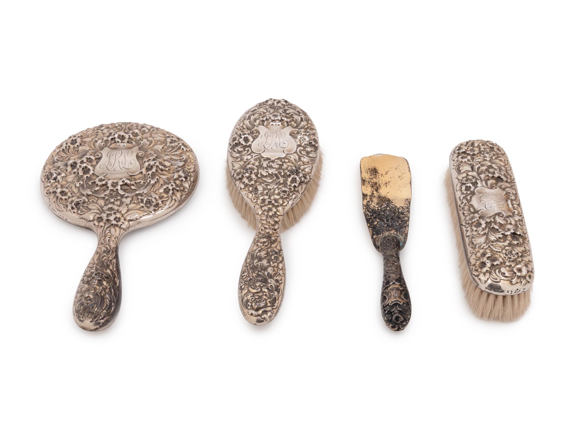 An American Silver Four-Piece Dresser Set
