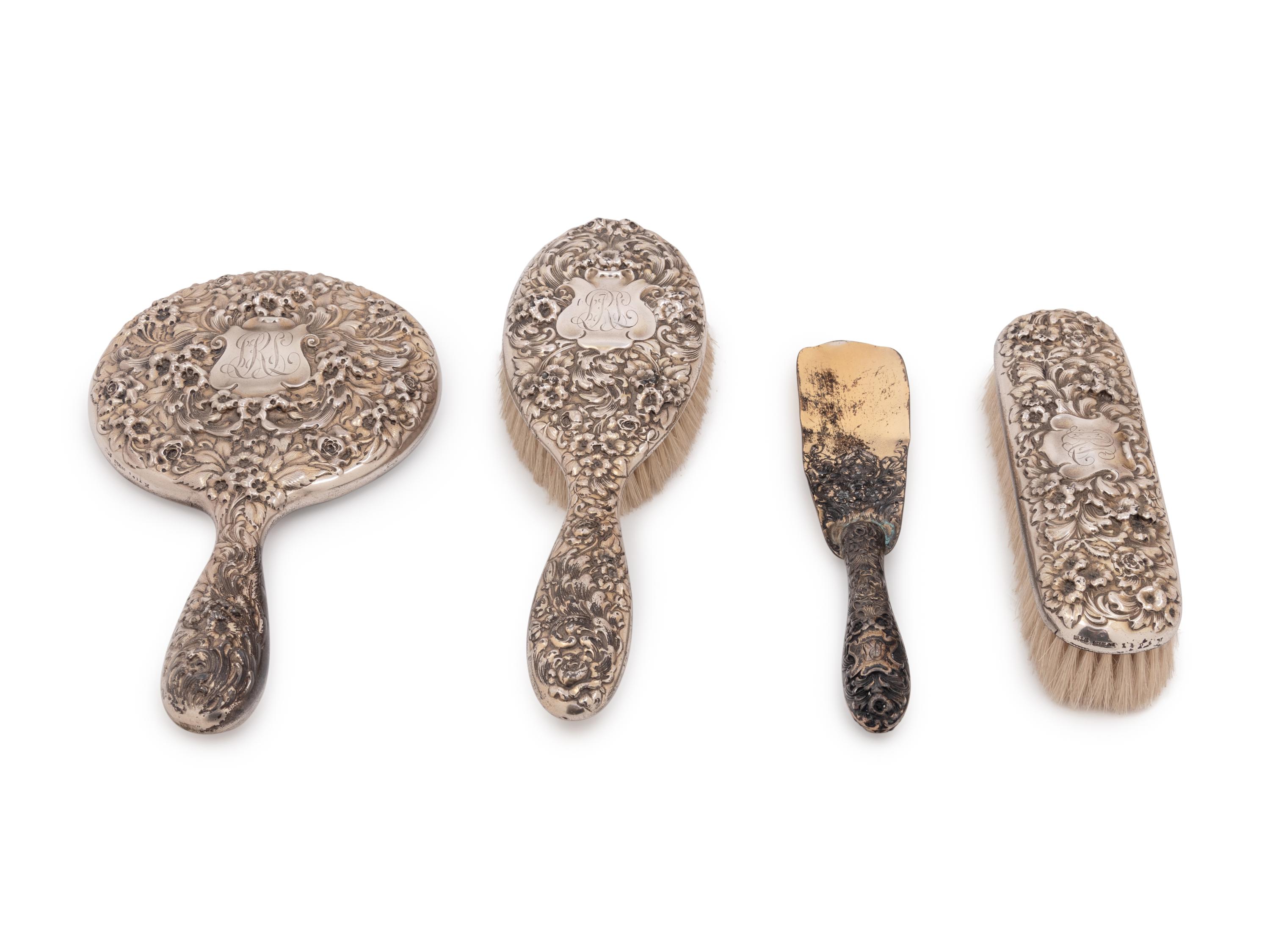 An American Silver Four-Piece Dresser Set