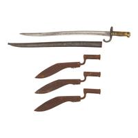 Lot of 4 Bayonets Including: French M1866 and Nepalese Kukri Pattern