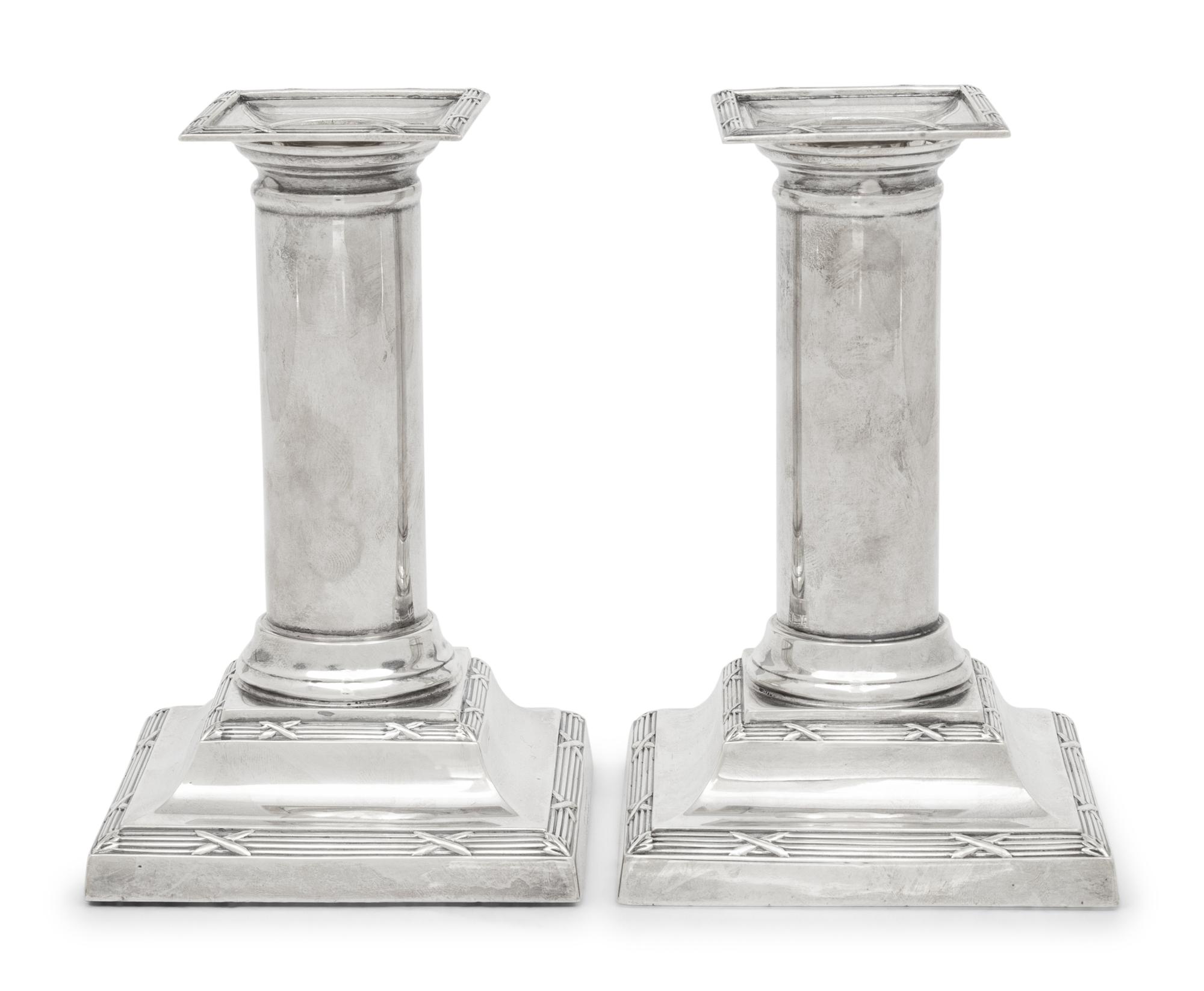 A Pair of English Silver Small Candlesticks