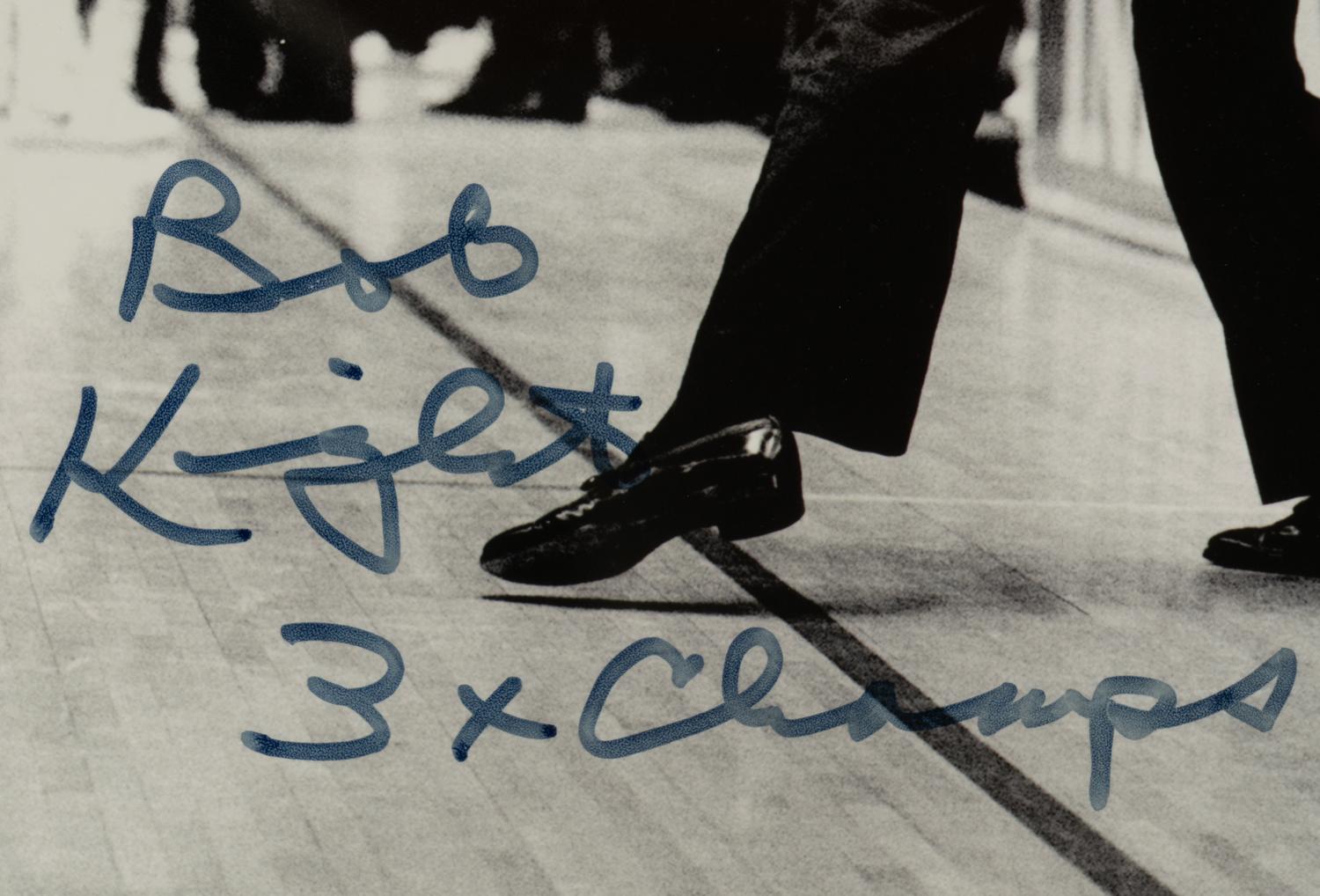 A Bobby Knight Signed Autograph Chair Throwing Photograph Display (Steiner Hologram)