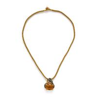 Multigem, Yellow Gold, and Blackened Gold Ring and Pendant Necklace