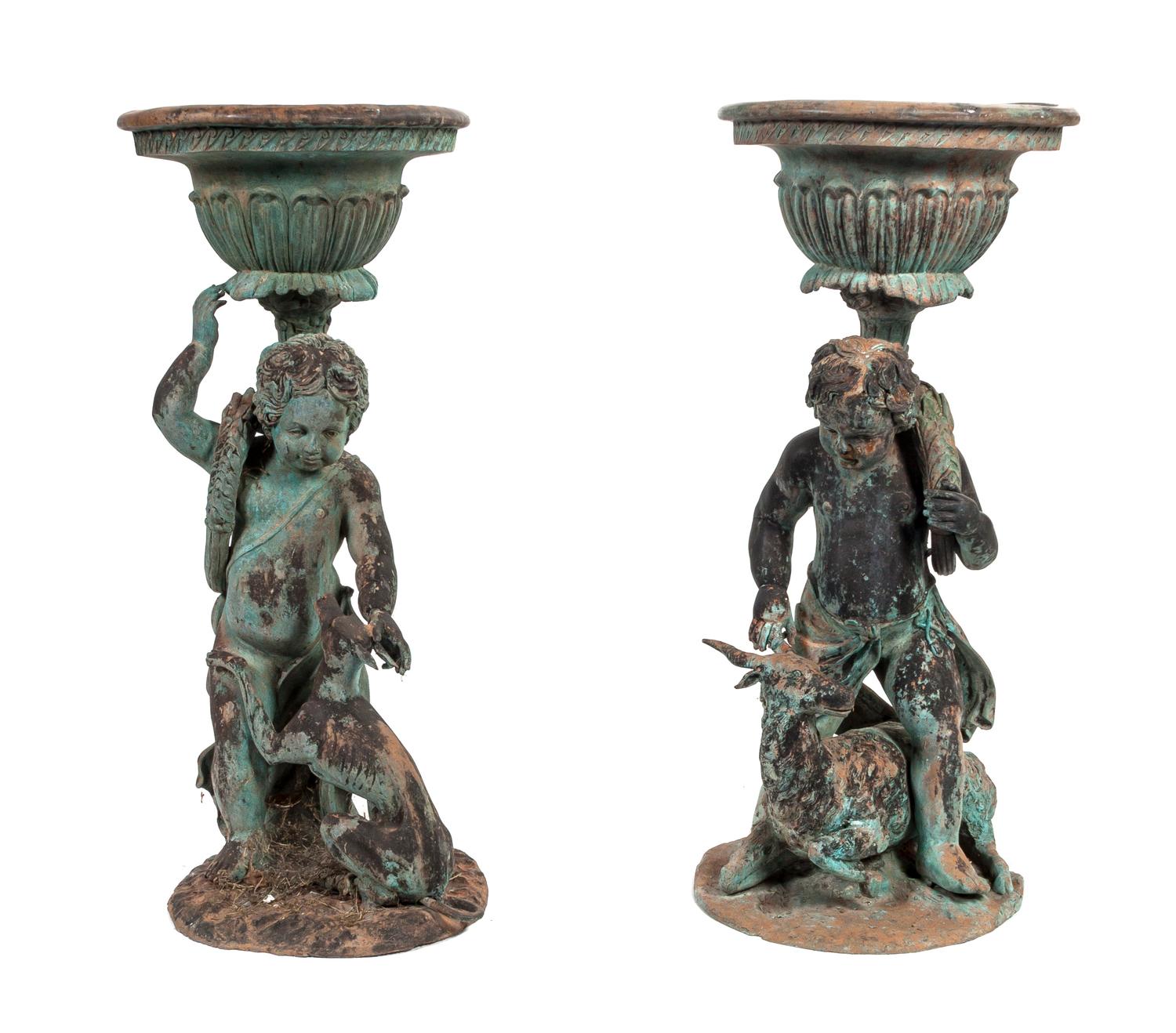 Two Figural Jardinieres, Height of first 32 inches.