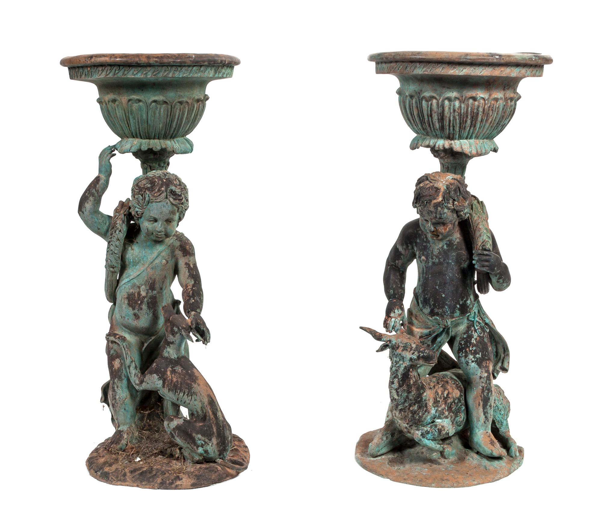 Two Figural Jardinieres, Height of first 32 inches.