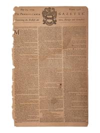 [FRENCH & INDIAN WAR] Albany Congress and Lake George feat. in 2 issues of the Pennsylvania Gazette .