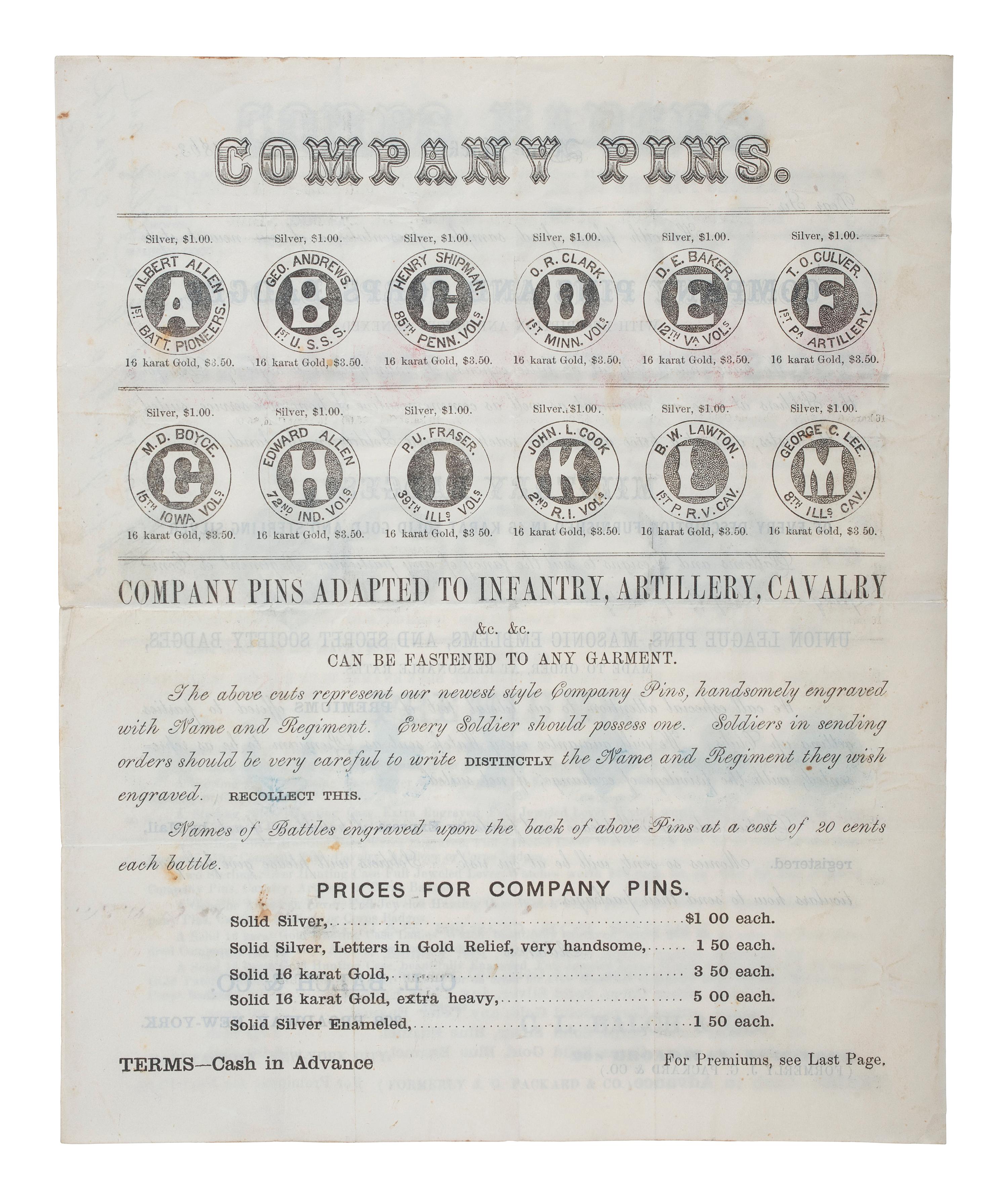 Corps Badges for the 1st, 2d, 3d, 5th, 6th, 11th, and 12th Army Corps . New York, NY: C.L. Balch & Co., 1863.