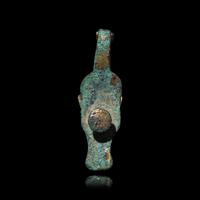 Two Chinese Bronze Garment Hooks, Warring States Period-Han Dynasty 戰國-漢 銅帶鉤兩件