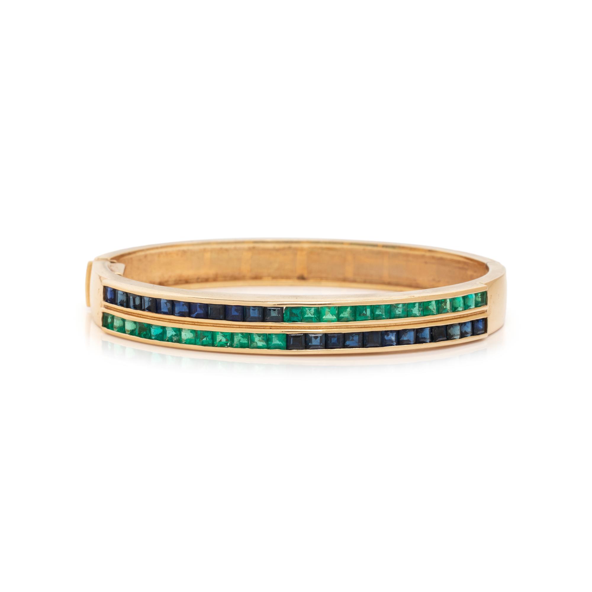 SAPPHIRE AND EMERALD BANGLE BRACELET
