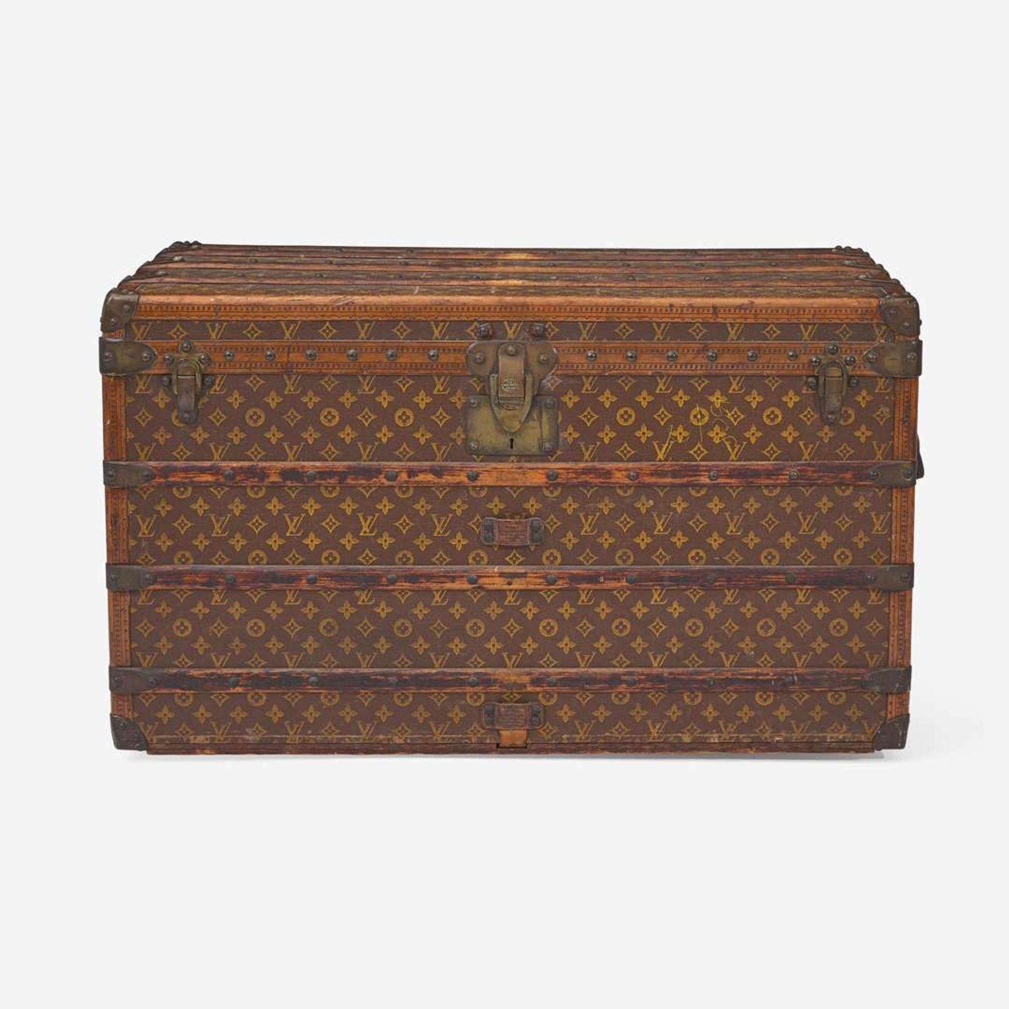 A Louis Vuitton Monogrammed Canvas Steamer Trunk Early 20th-century