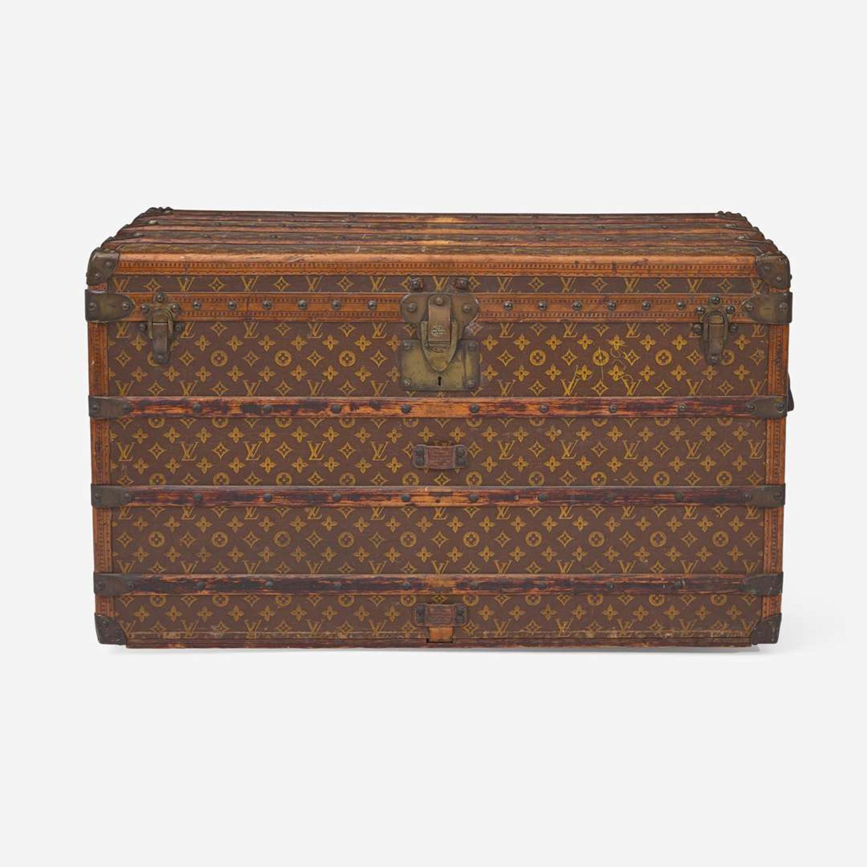 A Louis Vuitton Monogrammed Canvas Steamer Trunk Early 20th-century