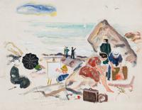 Marie Kelly (American, 1917–2001) — Painting Party - North Shore - Gloucester , 1940