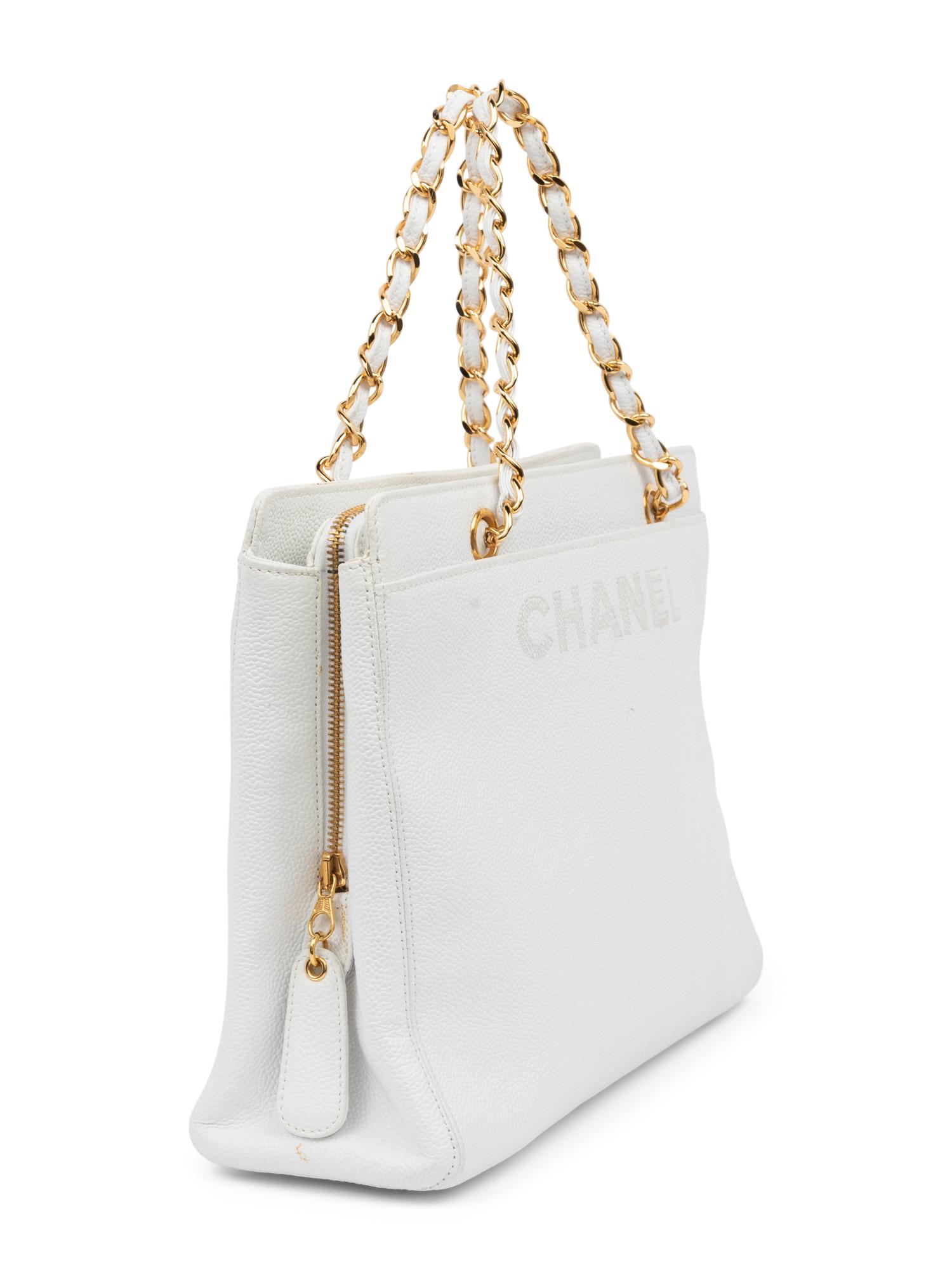 Chanel White Caviar Leather Bag, 1997-99