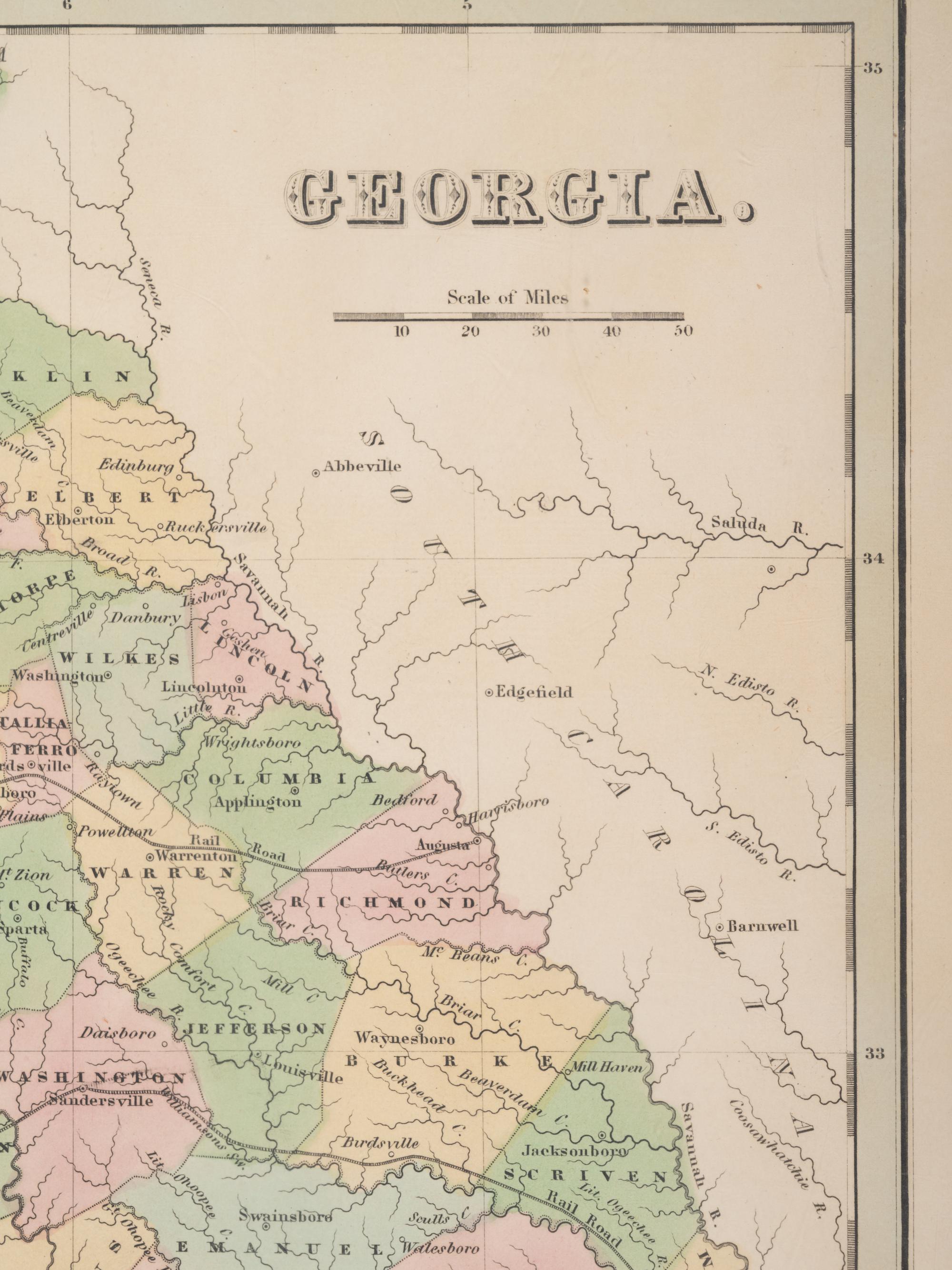 A Group of Three Maps of North Carolina, Connecticut and Georgia