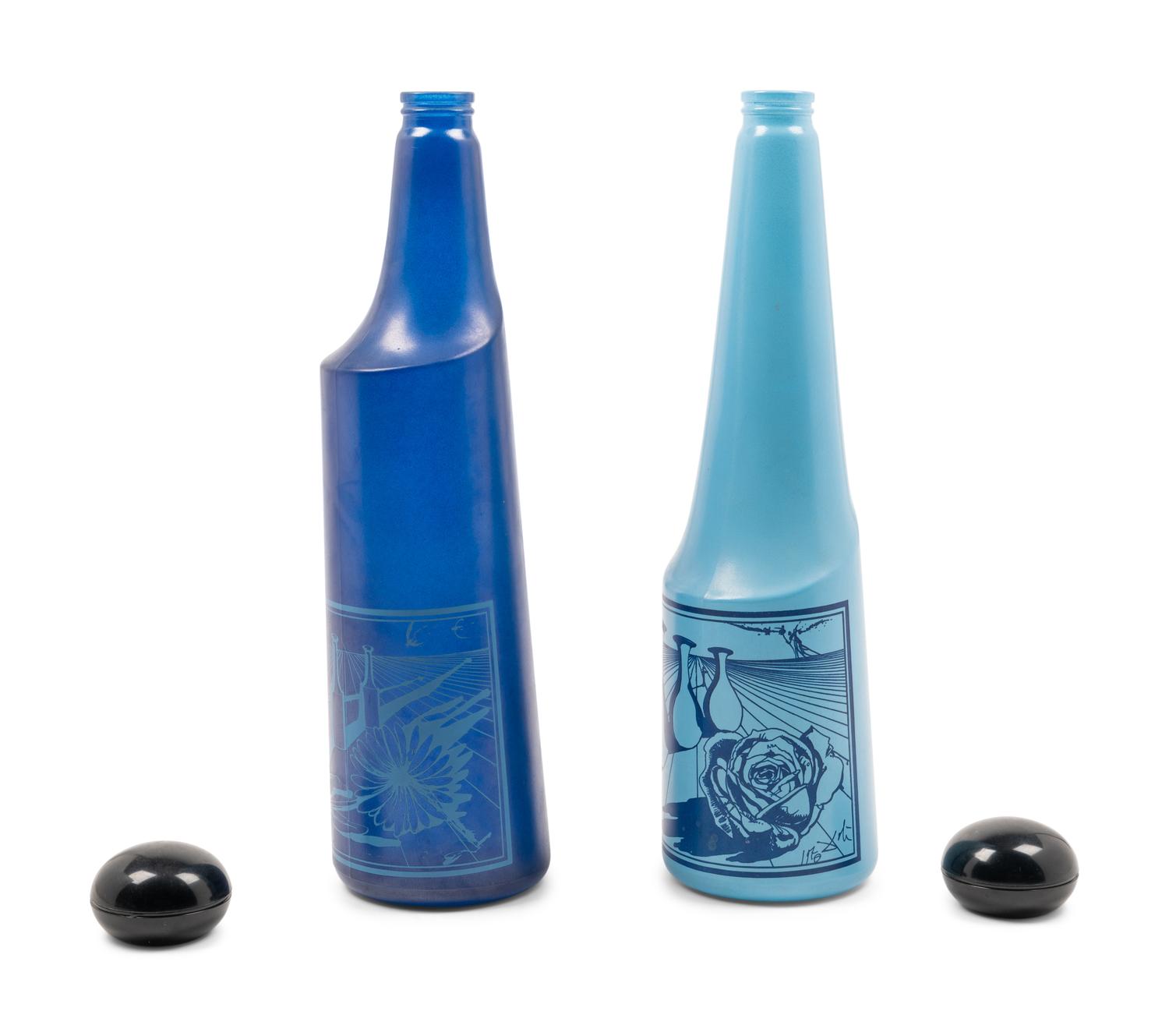 Pair of glass bottles designed by Salvador Dalí for Rosso Antico, Ltd., 1970-72