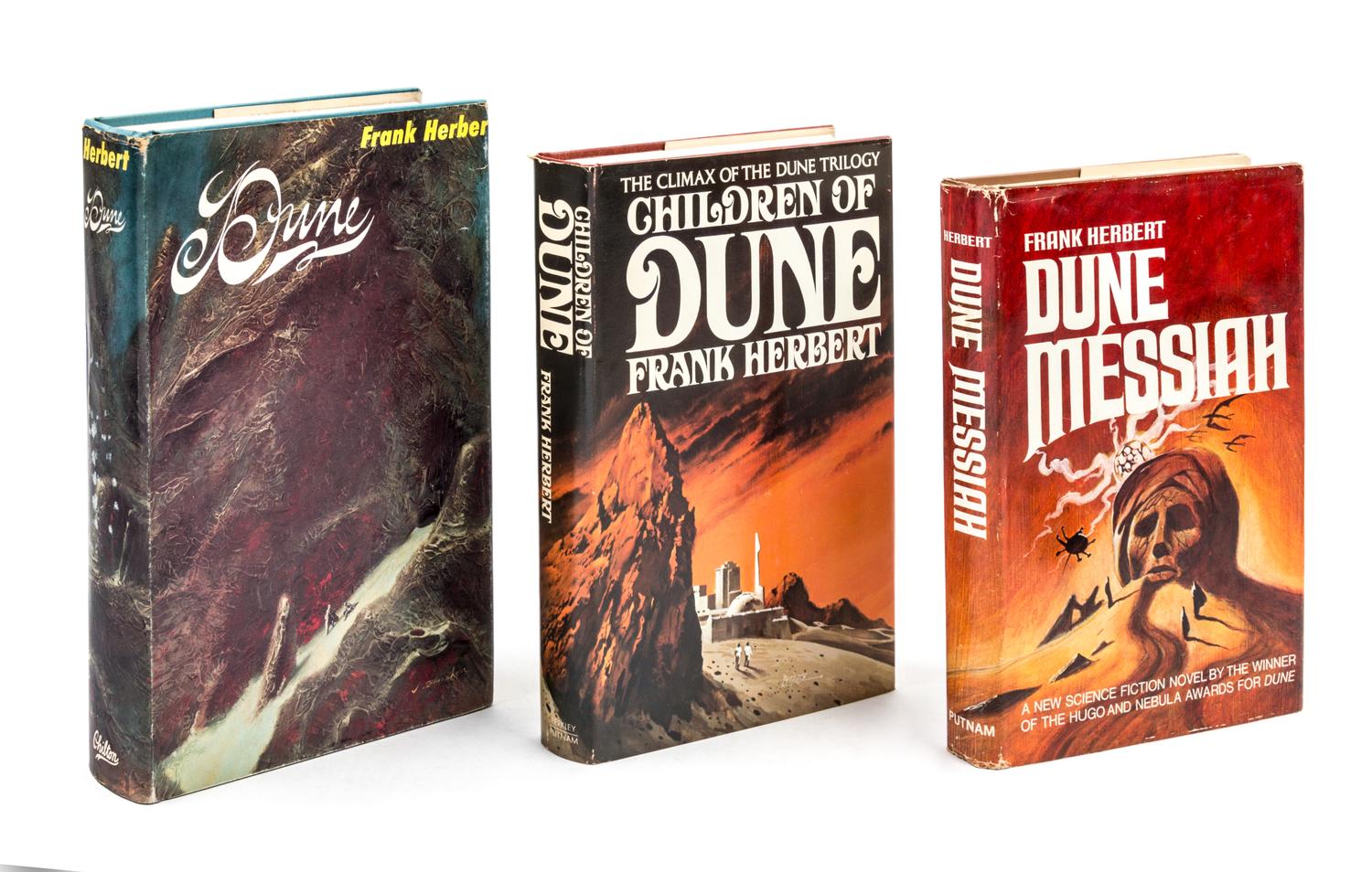 HERBERT, FRANK. The Dune Trilogy [Dune, Dune Messiah, Children of Dune]. First editions. New York, 1965, 69, 75