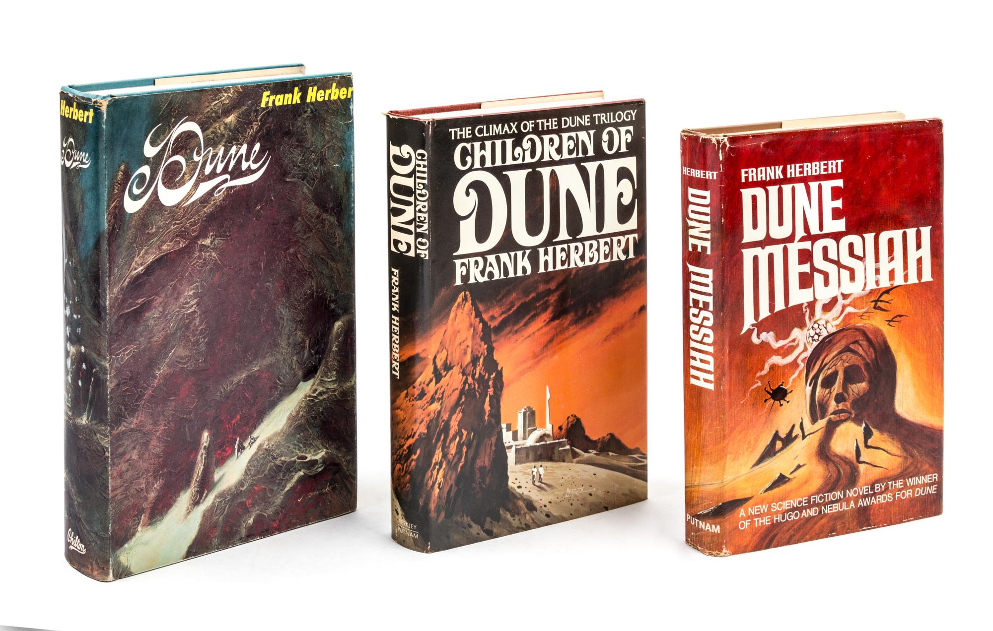 HERBERT, FRANK. The Dune Trilogy [Dune, Dune Messiah, Children of Dune]. First editions. New York, 1965, 69, 75