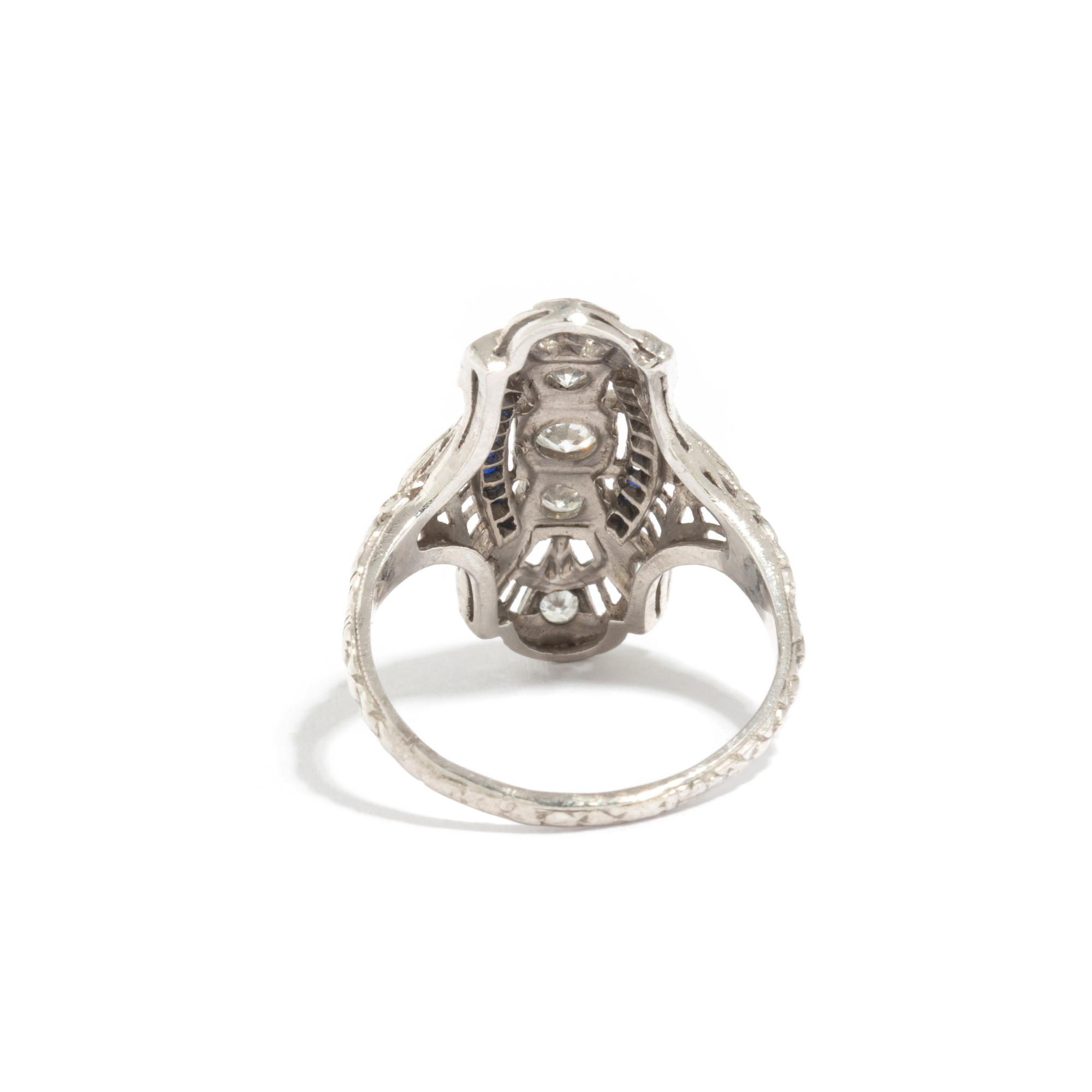 PLATINUM, DIAMOND, AND SAPPHIRE RING