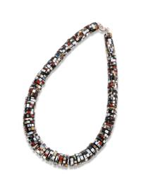 Attributed, Mosaic Inlay Multi-Stone Bead Necklace
