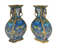 A Pair of Chinese Cloisonne Enamel Vases — 20TH CENTURY