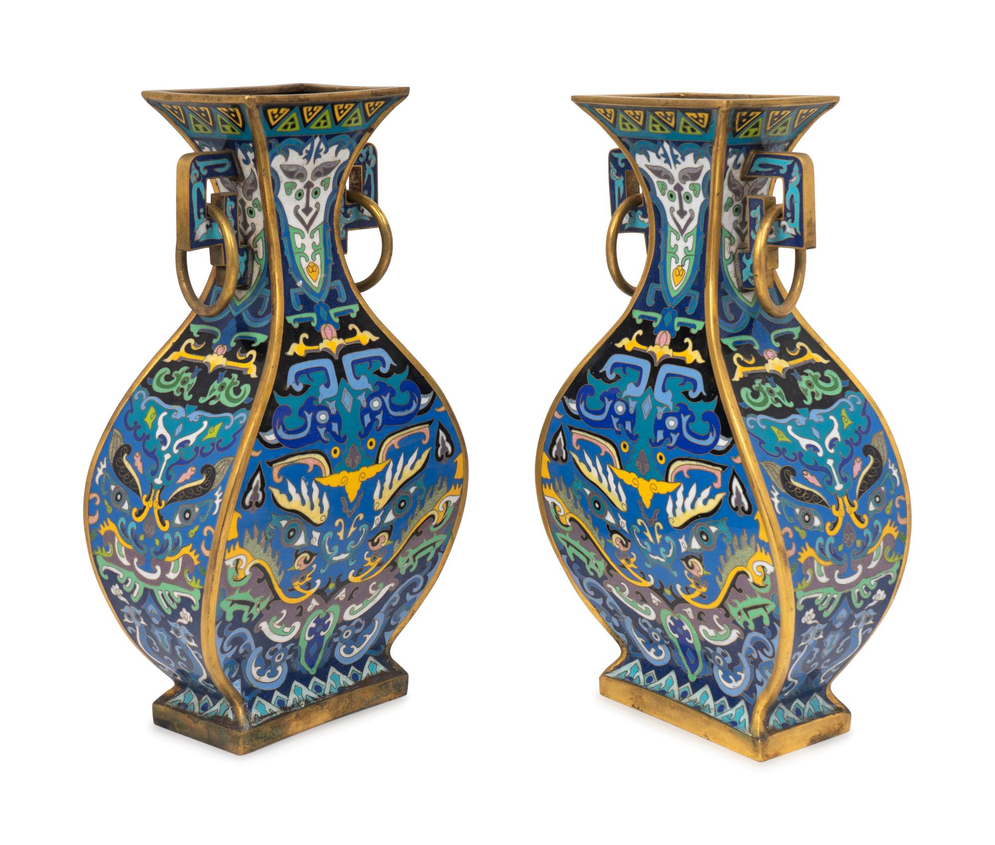 A Pair of Chinese Cloisonne Enamel Vases — 20TH CENTURY